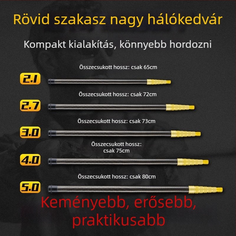 Teleszkópos szén merítőnyél, ultra könnyű, hordozható