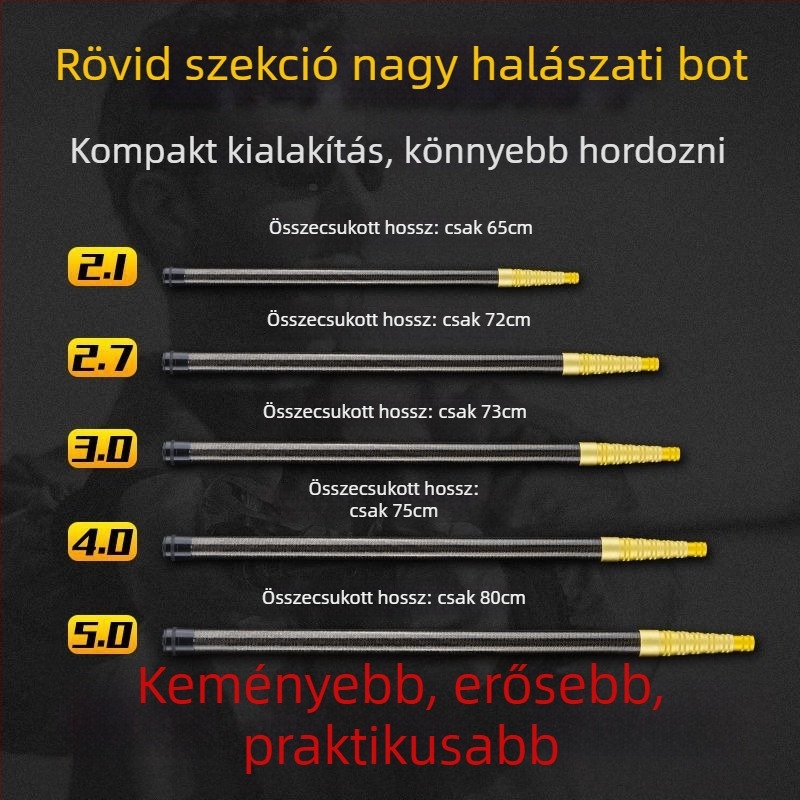 Teleszkópos szén merítőnyél, ultra könnyű, hordozható