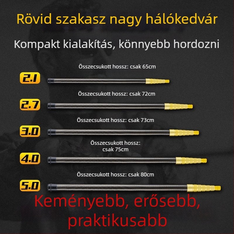 Teleszkópos szén merítőnyél, ultra könnyű, hordozható