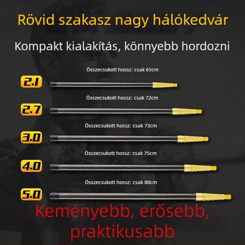Teleszkópos szén merítőnyél, ultra könnyű, hordozható