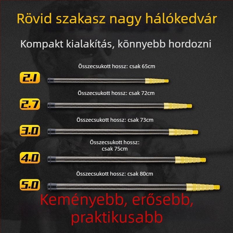 Teleszkópos szén merítőnyél, ultra könnyű, hordozható