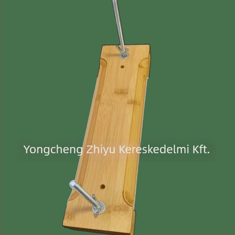 Fából készült hornyolt könyvmappa, téglalap alakú kötőlemez két csavarral