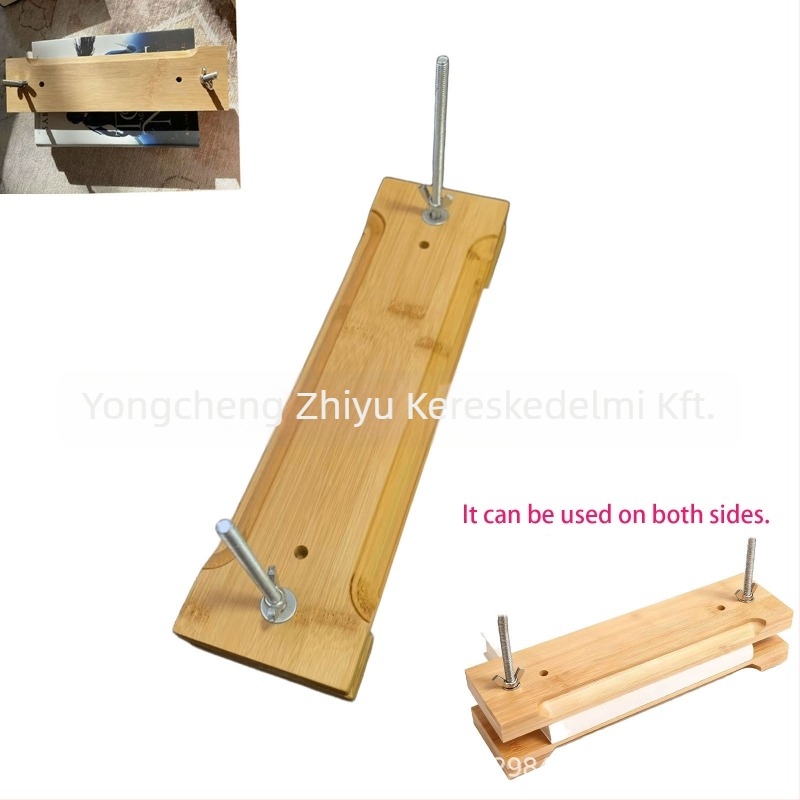 Fából készült hornyolt könyvmappa, téglalap alakú kötőlemez két csavarral