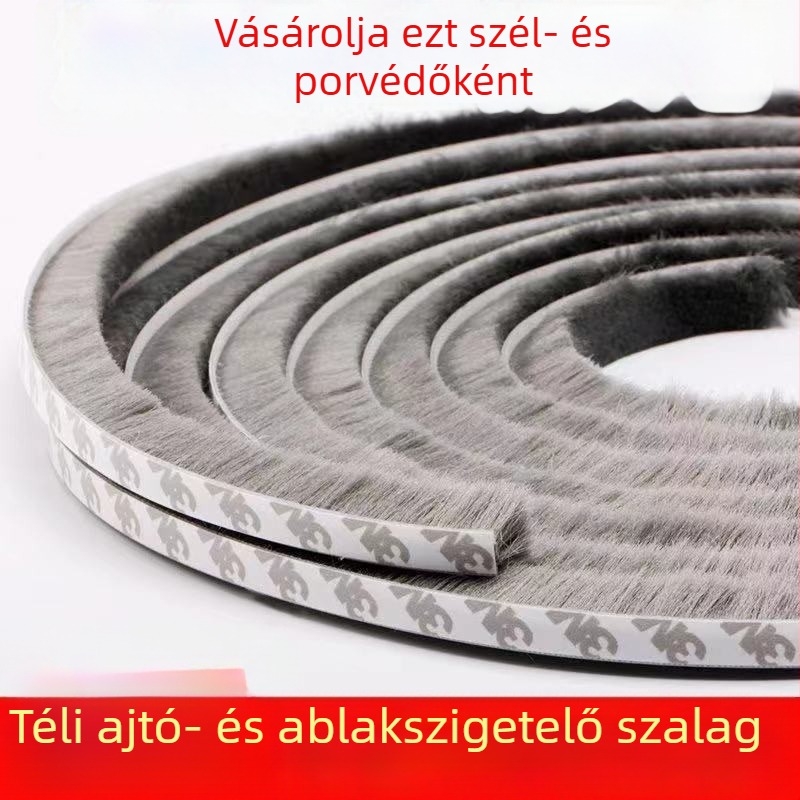 Ablak- és ajtószigetelés, önragasztó gyapjúcsík, csúszó ajtókhoz, ütésálló, szélálló, hangszigetelő, magas hőállóság