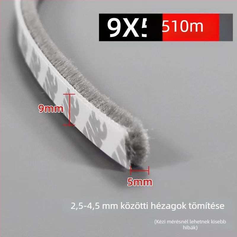 Ablak- és ajtószigetelés, önragasztó gyapjúcsík, csúszó ajtókhoz, ütésálló, szélálló, hangszigetelő, magas hőállóság