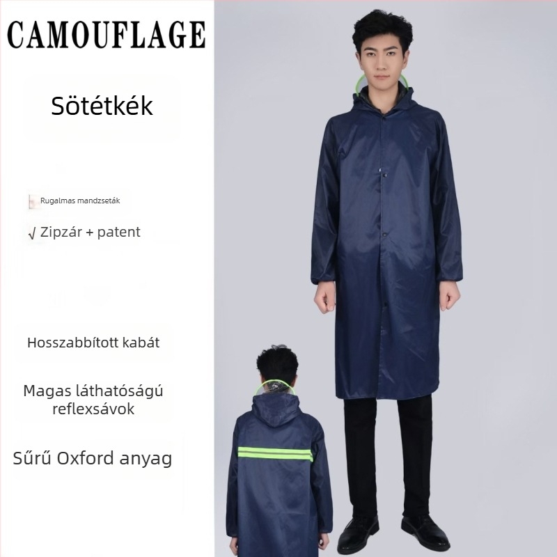 Egydarabos esőponcsó Oxford szövetből, vast anyag, PVC vízálló réteg, felnőtteknek, szabadtéri túrákhoz