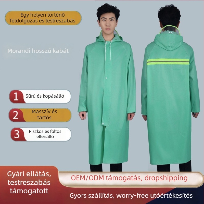 Egydarabos esőponcsó Oxford szövetből, vast anyag, PVC vízálló réteg, felnőtteknek, szabadtéri túrákhoz