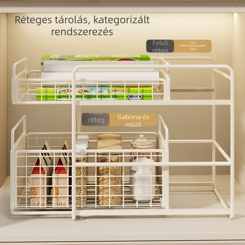 Mugg fém alatti mosogatótál húzható fiókos tároló – többfunkciós, modern minimalista stílus