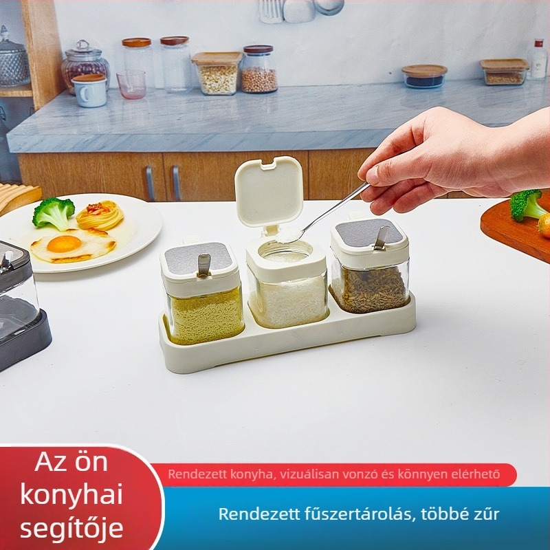 Üveg fűszertároló készlet a konyhához – szilárd fűszertartók, modern minimalista stílus, logó nyomtatva