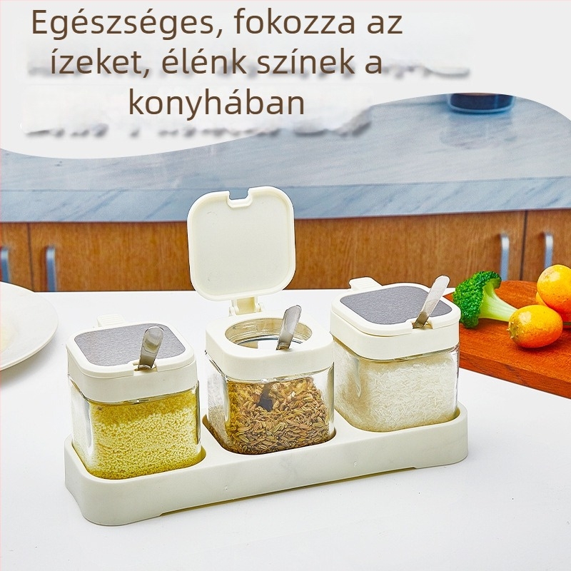 Üveg fűszertároló készlet a konyhához – szilárd fűszertartók, modern minimalista stílus, logó nyomtatva