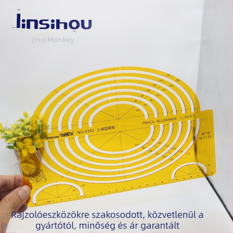 Arany Majom 4352 Nagy ovális sablon rajzoláshoz, fél-ovális vonalzó