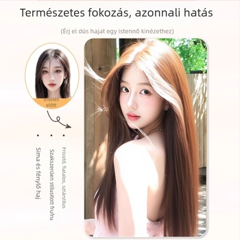 Hosszú egyenes paróka koreai stílussal, hőálló rostból, teljes fejfedés, hosszú haj, frufru lehet egyenes vagy ferde.