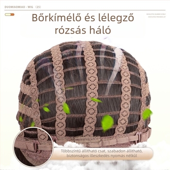 Teljes paróka hosszú göndör hajjal, gépi szövésű, fehérje selyem, egyenes frufru, minden arctípushoz illeszkedik