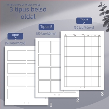 Berleness animációs storyboard jegyzetfüzet négy keretes rácsos elrendezéssel, leválasztható lapok, 95 g/m² nyersfa cellulóz papír, 50–100 oldal