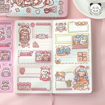 Ragasztott kötésű notesz — japán-koreai aranyos stílus; borító: papír; belső papír: 100 g; márka: telado