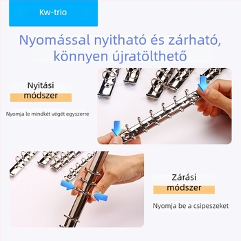 Mini B5-ös, 3 lyukas gyűrűs jegyzetfüzet, színes fém felülettel