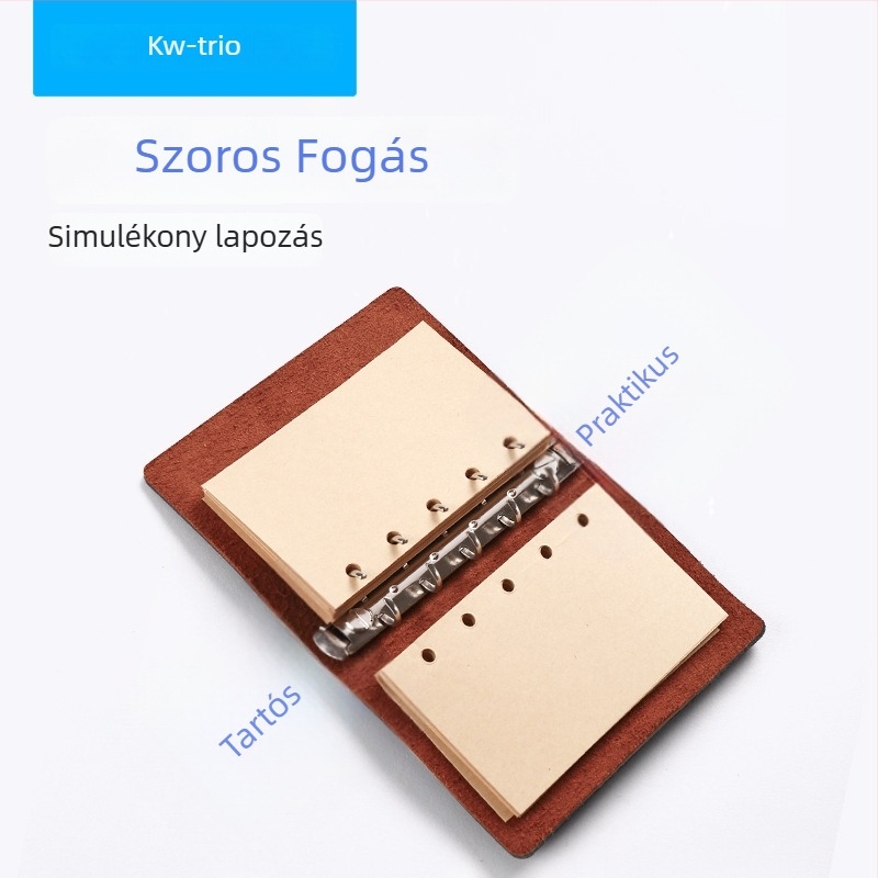 Mini B5-ös, 3 lyukas gyűrűs jegyzetfüzet, színes fém felülettel