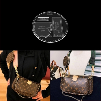 Kézzel készített bőr DIY női 3 az 1-ben Mahjong táska vállon vagy crossbody viselhető, akril verzió mintázat sablonnal