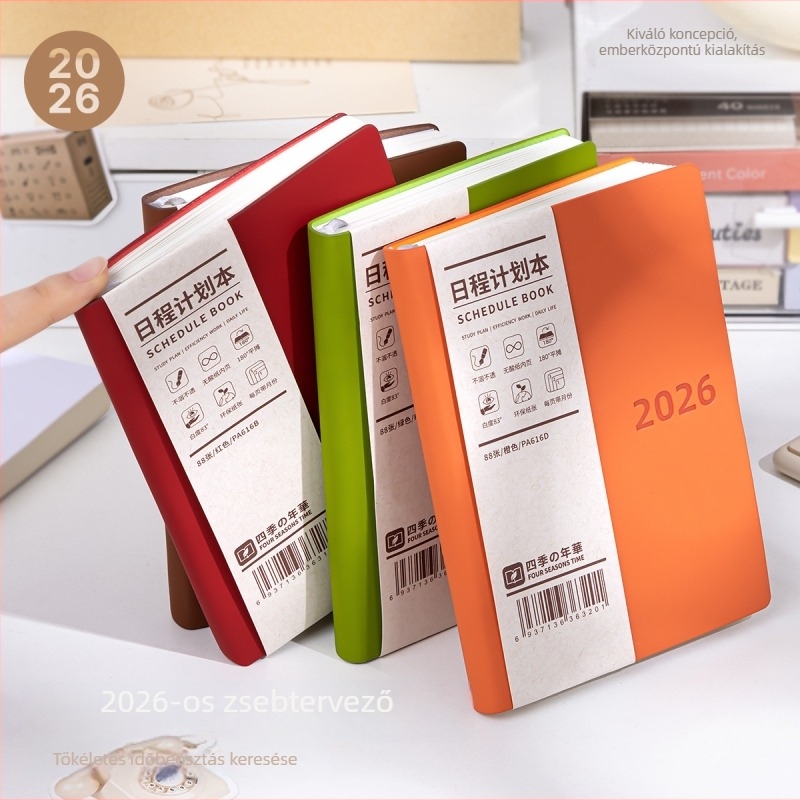 Four Seasons 2026 Teljes éves tervezőfüzet, ragasztó kötés, Daolin papír, 100–200 oldal