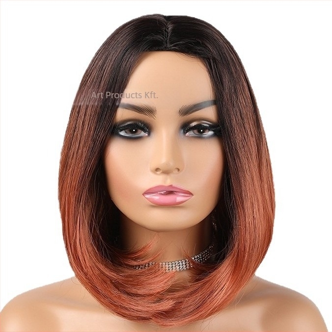 Női paróka, rövid bob fazon középső rés, hőálló rostokból, Wave Head modell, frufru egyenes vagy ferde állítható
