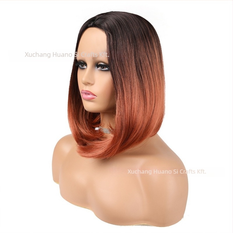 Női paróka, rövid bob fazon középső rés, hőálló rostokból, Wave Head modell, frufru egyenes vagy ferde állítható