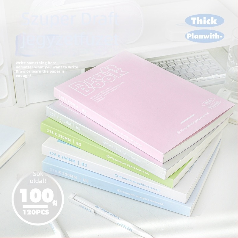 Planwith Thick Series Tervezőfüzet üres belső oldalakkal, 120 oldal, offset papír, papírtömeg 100 g, kötés típusa: más