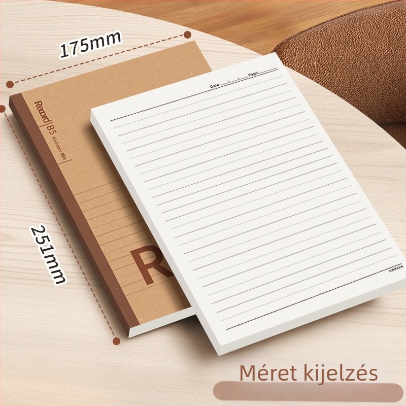 Notesz kraft papír borítóval, ragasztó kötés, belső woodfree papír, 1–50 oldal