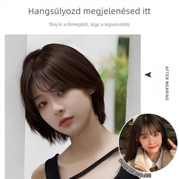 Rövid, egyenes paróka frufruval, koreai stílus, anyag: fehérje-szál, növeli a volumenét