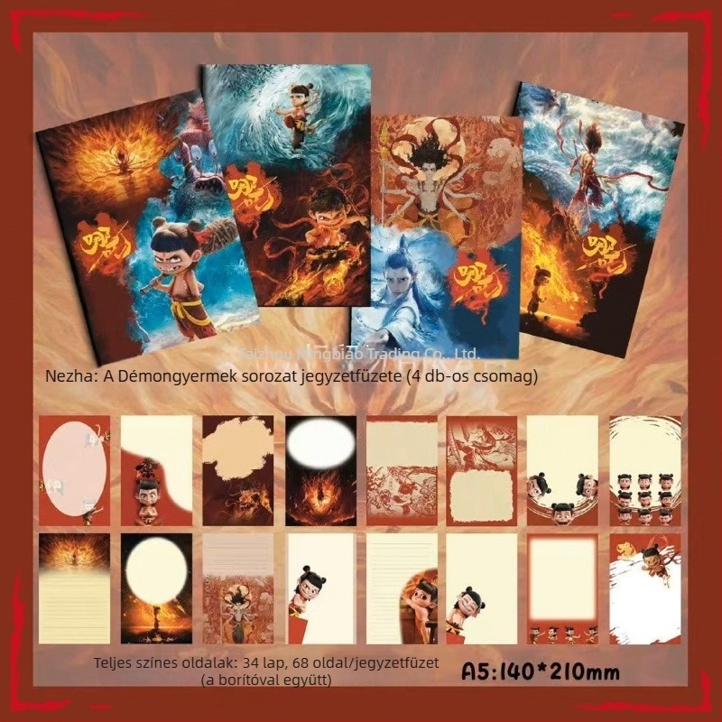 Nezha The Magic Child Jegyzetfüzet – Szuper aranyos, rajzfilm-stílusú, újévi kiadás gyerekeknek, osztálytársaknak és barátoknak