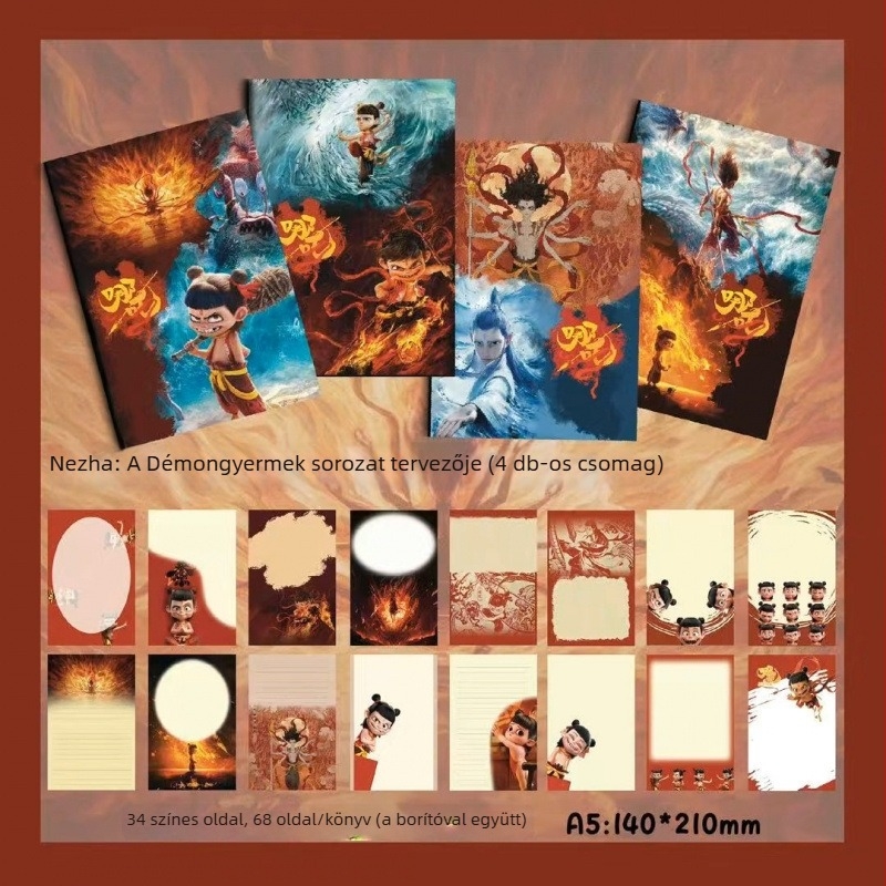 Nezha The Magic Child Jegyzetfüzet – Szuper aranyos, rajzfilm-stílusú, újévi kiadás gyerekeknek, osztálytársaknak és barátoknak