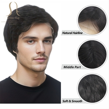 Férfi lace frontal paróka, rövid egyenes haj, modell GF-SW1168#R/2C