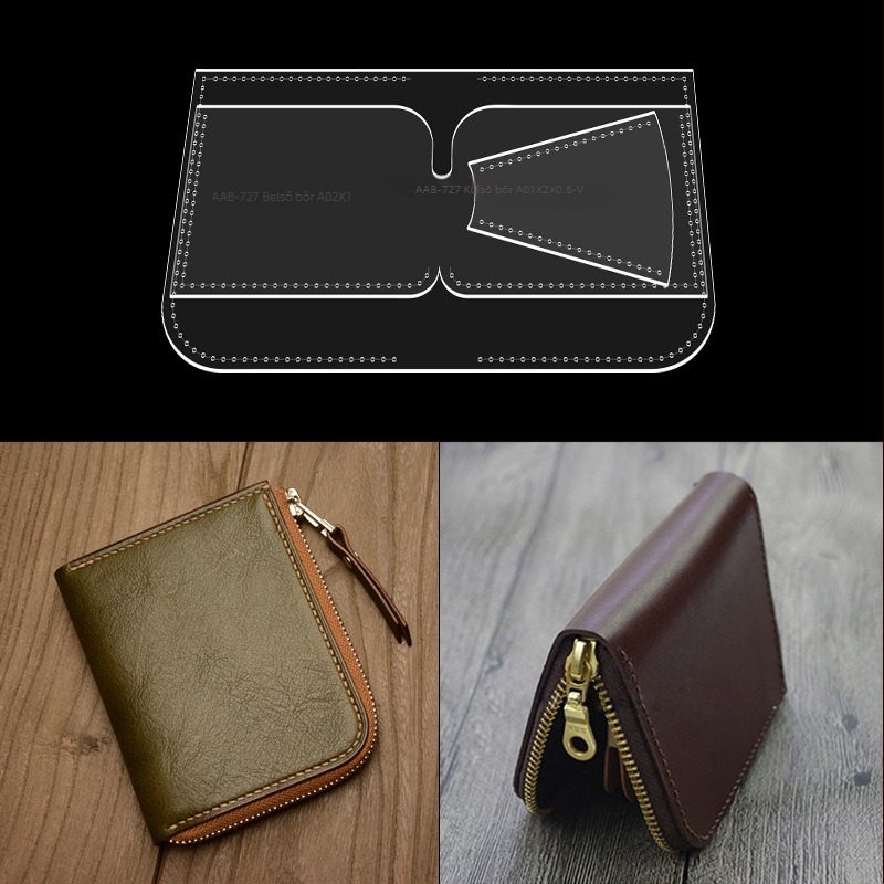 Kézzel készített mintasablon készlet kártyatartó és érme-tárca számára — nagy kapacitású clutch, tervezési rajzok, papírsablon