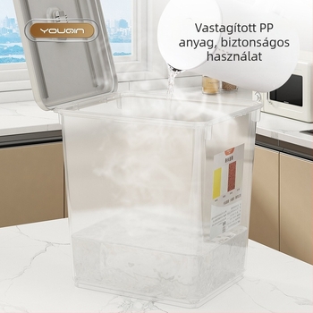 Chef Jun Fém rizstároló tartály zárható fedéllel, rovar- és nedvességálló, 6–7 literes kapacitás, modern minimalista stílus