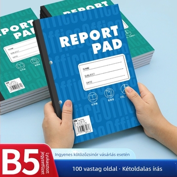 B5-ös kétlyukas jegyzetfüzet üzleti értekezletekhez, számvitelhez és diákhasználatra