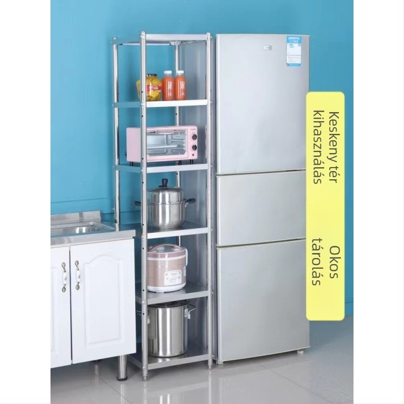 Konyhai tároló állvány, padlón álló, 8+ szint, modern minimalist stílus, konyhai tároláshoz