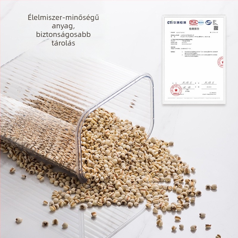 Műanyag négyszögletes tárolóedény átlátszó zárófedelemmel, 800–1000 ml, könnyed luxus stílus – gabonák, nassolnivalók és tea