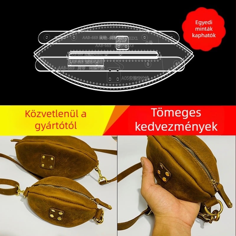 Akril mintázat sablon rugby labda alakú váll táskához DIY bőrmunkához