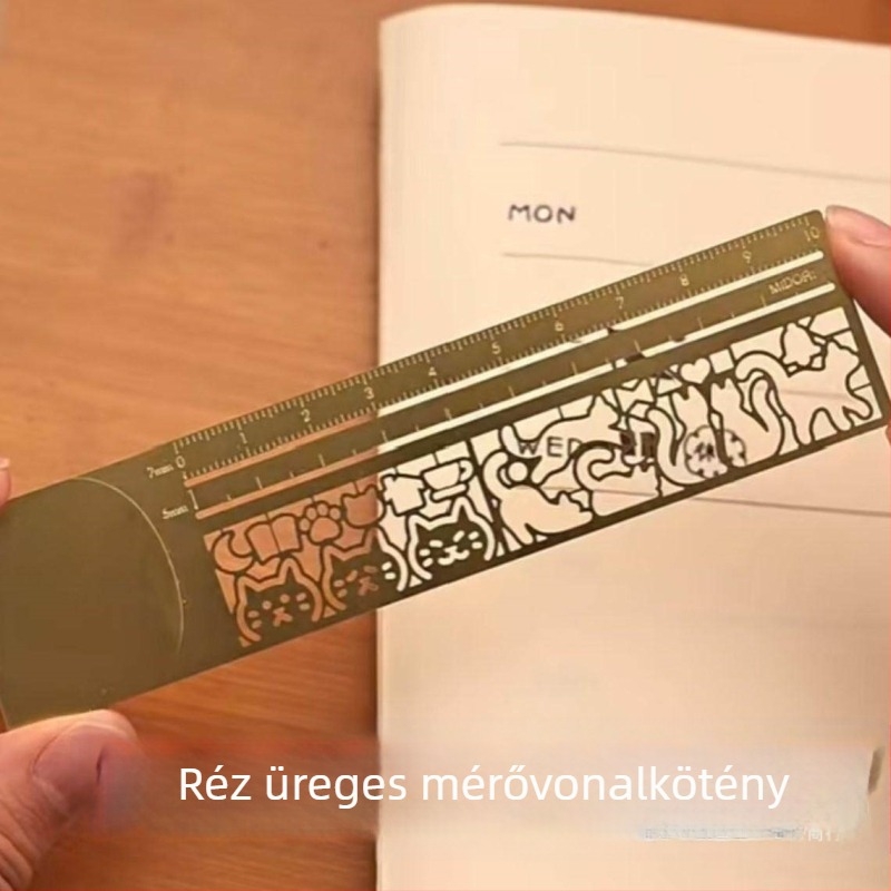 Macska könyvjelző sablon mérő- és rajzeszköz, üreges macska dizájn, aranyos macska naptár-tervező és multifunkcionális vonalzó