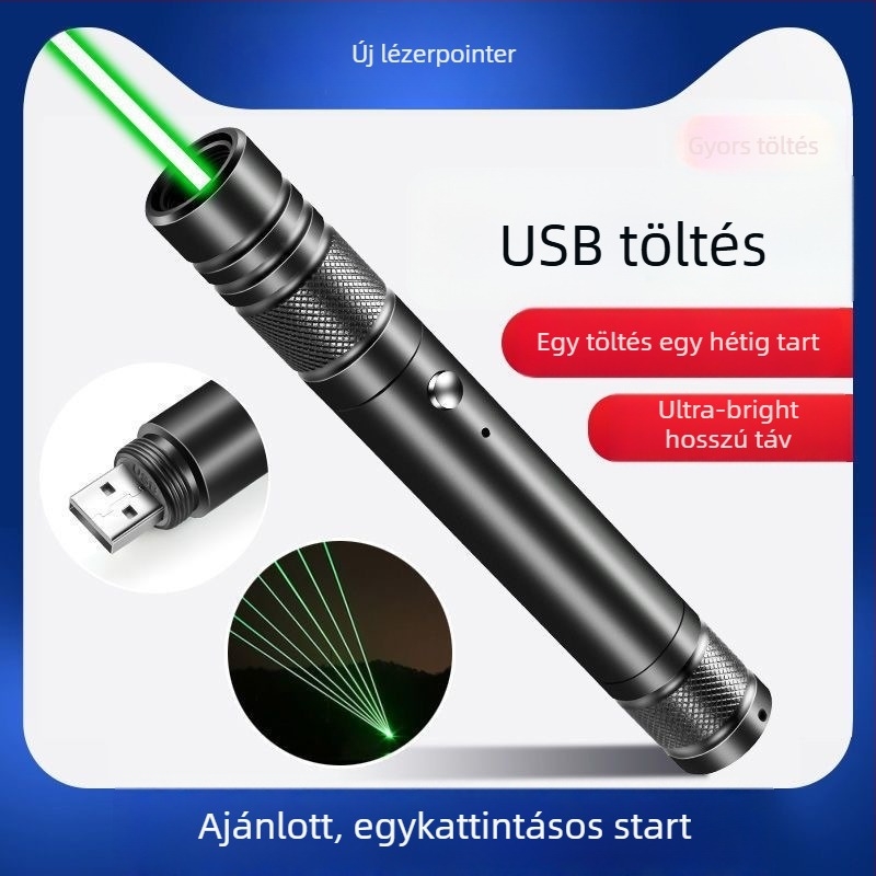 USB lézer toll macskáknak, újratölthető, hosszú hatótávolság