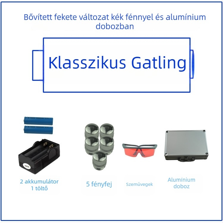 MTTBCHA Kültéri nagy teljesítményű lézeres kézi zseblámpa (hatótáv 1000 m, hullámhossz 450 nm, akkumulátor 16340, eredet Zhejiang)