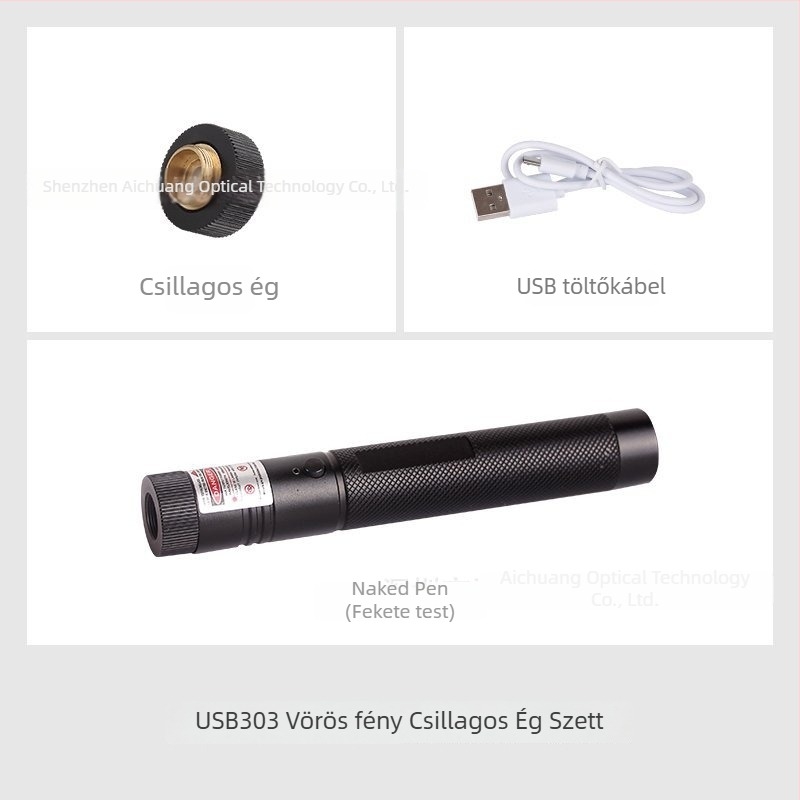 USB töltésű 303-as nagy teljesítményű lézer toll — lézeres távolság 3000 m, hullámhossz 532 nm, Márka: Kaimi Poetry, Jogosult magánmárkák: Igen