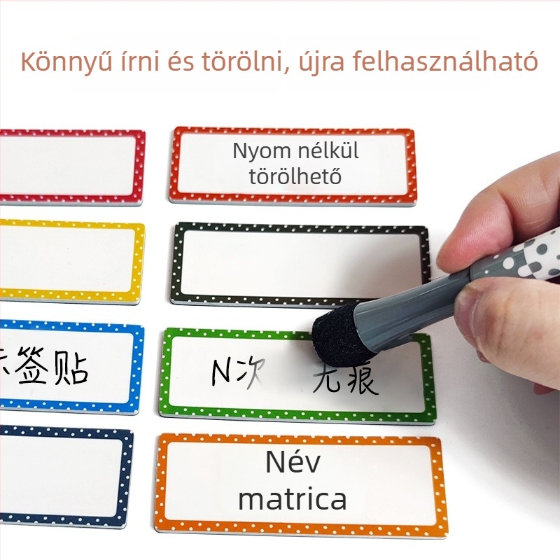Kézírásos névjelzők mágneses EVA anyagból, Lace Name Sticker, testreszabható magáncímke