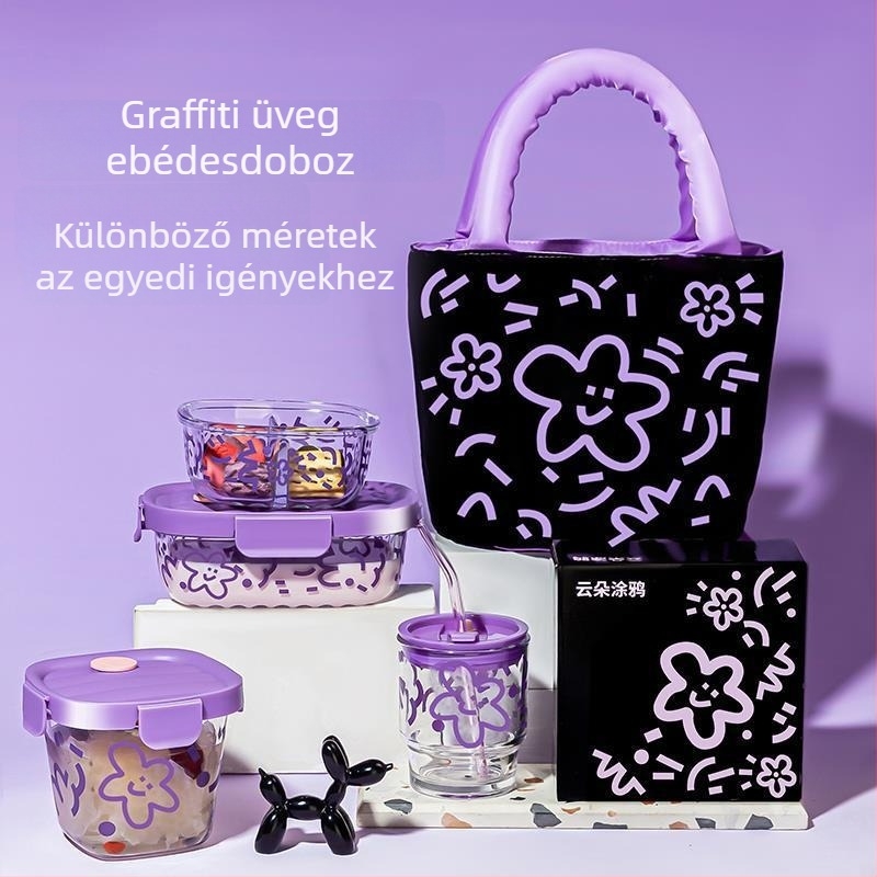 Starfish Series Zárható ebédtál üvegből, mikrohullámú sütőben használható, magas boroszilikát üvegből, négyszögletes alak, kapacitások 1–2 L és 2.1–3 L