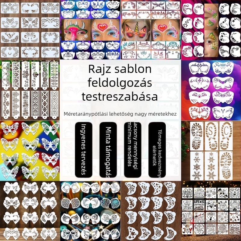 Airbrush festés sablon – Termékkód: Kombinált sablon; Anyag: PET; Specifikáció: Kombinált testreszabott verzió; Importált: Nem