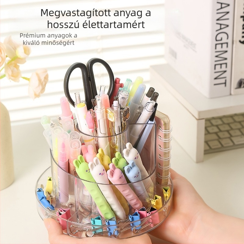 Forgatható kozmetikai tároló doboz rúzs hajlított tartóval, asztali rendező, PET anyag, nyitott kialakítás, 500 g