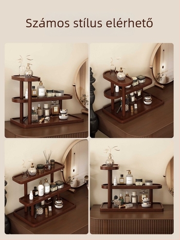 Masív fából készült smink organizer — asztali rúzs- és parfüm kiállító, 1 rekesz, Light Luxury stílus, fedél nélküli