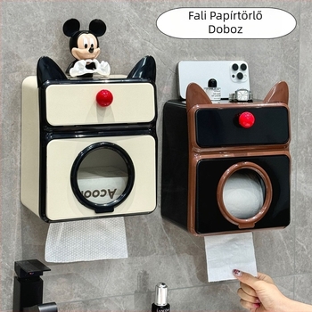 Fali szerelés nélküli papírtartó doboz, vízálló műanyagból, modell A251014, papírtörlők számára