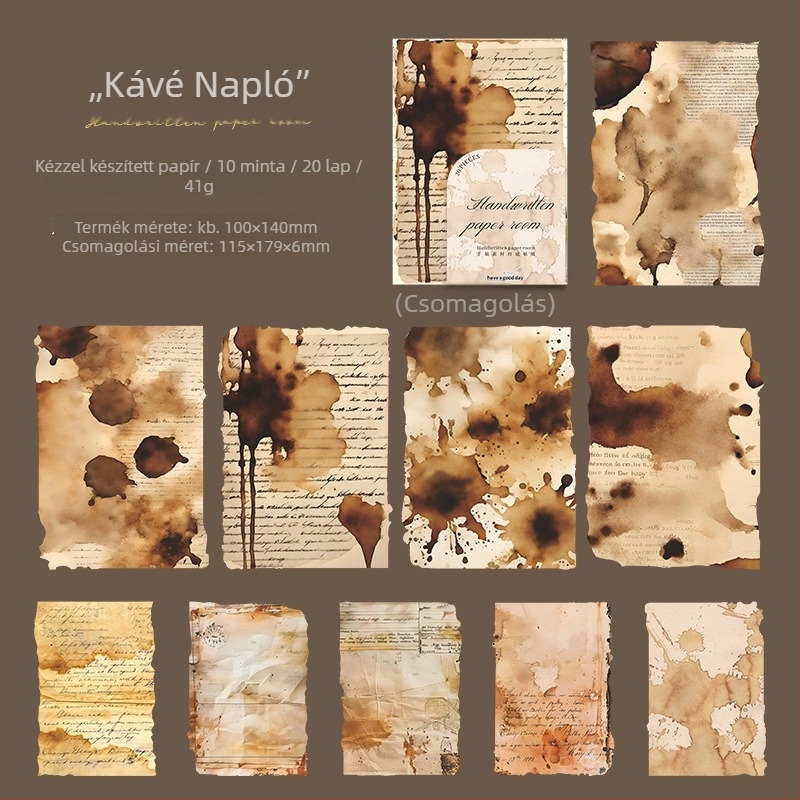Naplózáshoz való matricák – Handwritten Paper Room sorozat, 20 oldal, 6 mintával, nordikus stílus