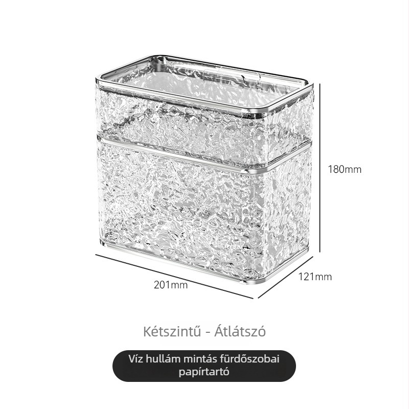 Falihoz rögzíthető papírdoboz fürdőszobához, fúrásmentes | Ym.6851, műanyag, könnyed luxus stílus, vízálló, többfunkciós