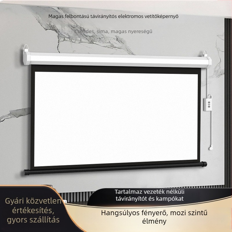 4K Nano motoros vetítőképernyő távirányítóval, falra szerelhető, 16:9